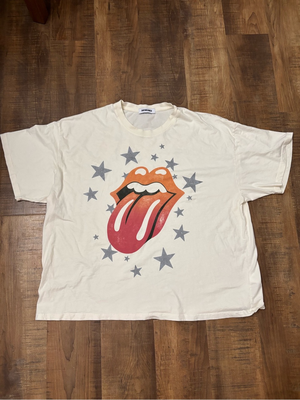 Daydreamer LA Rolling Stones one size oversized cream Tee tshirt